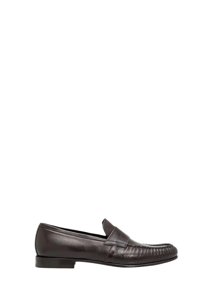 Bergdorf Goodman Men's Buffalo Leather Moc-Toe Loafers | Image 1 Bergdorf Goodman Men's Buffalo Leather Moc-Toe Loafers | Image 1