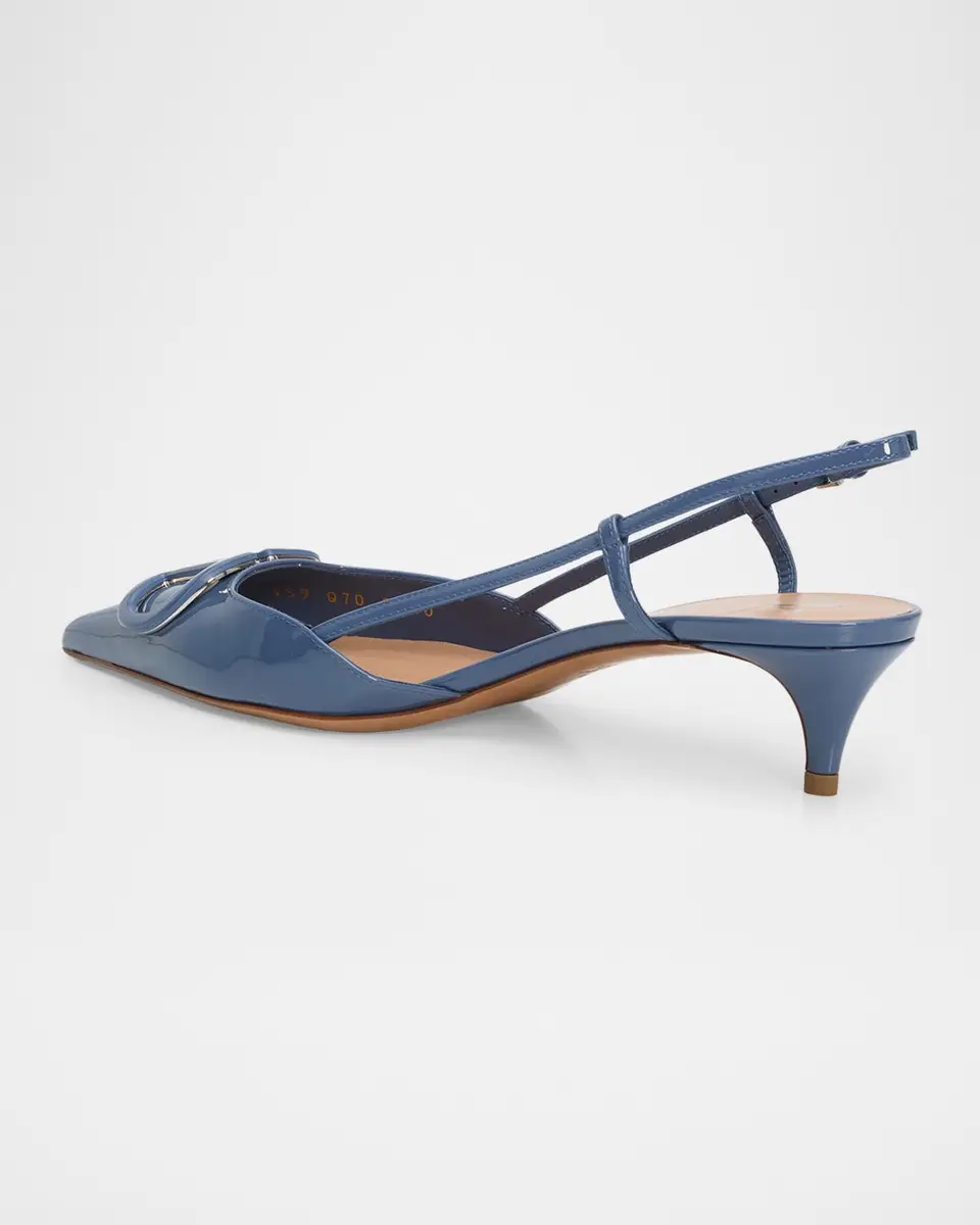 Valentino Garavani 40mm VLogo Signature Patent Leather Slingback Pumps | Thumbnail 2