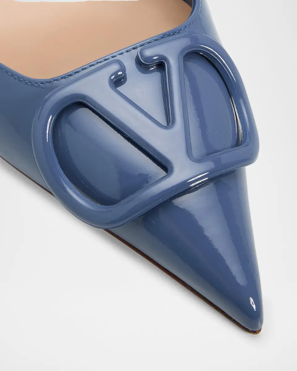Valentino Garavani 40mm VLogo Signature Patent Leather Slingback Pumps | Thumbnail 3