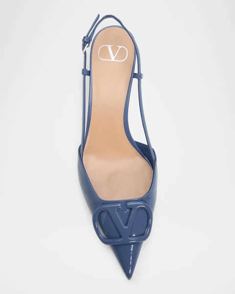 Valentino Garavani 40mm VLogo Signature Patent Leather Slingback Pumps | Thumbnail 4