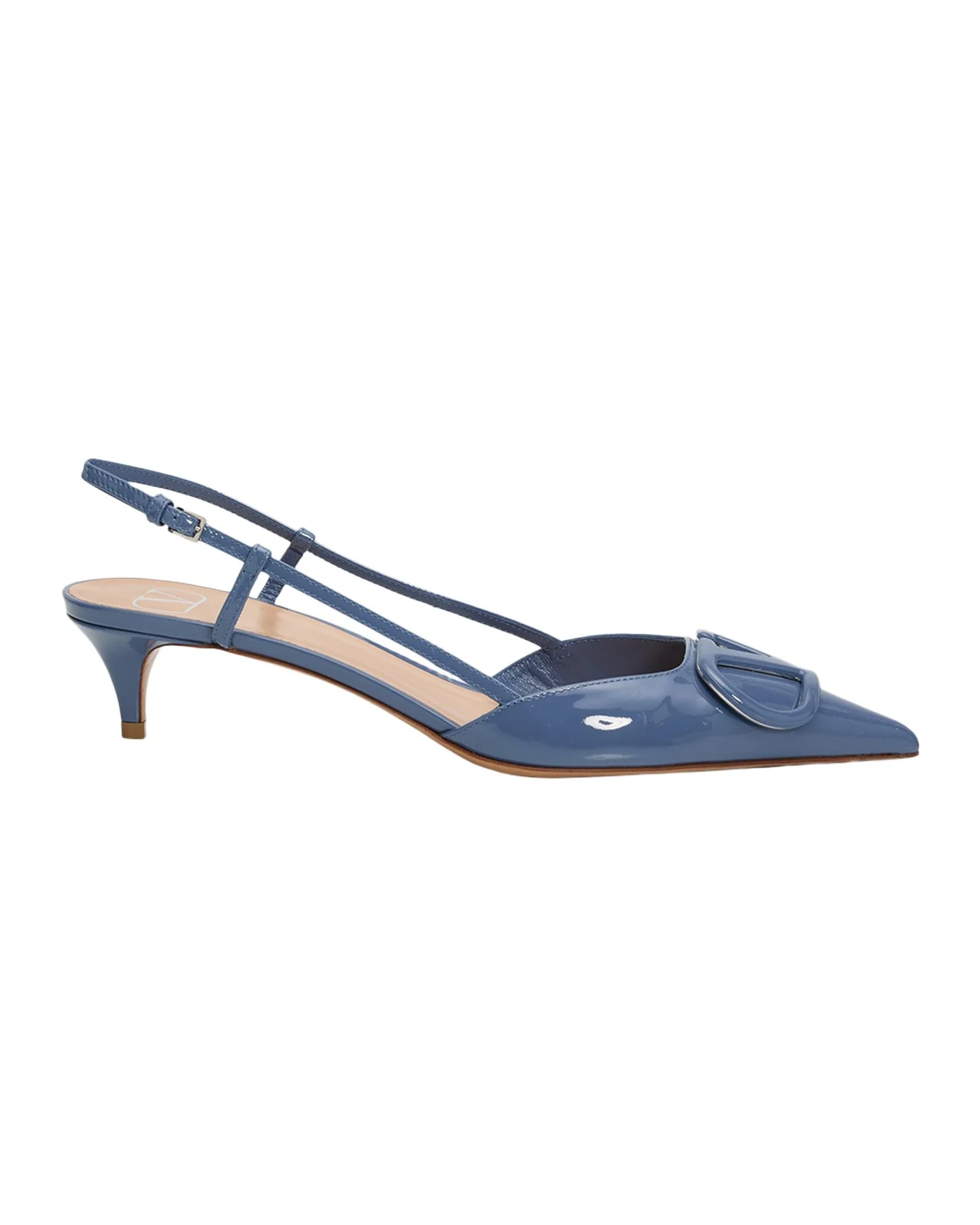 Valentino Garavani 40mm VLogo Signature Patent Leather Slingback Pumps