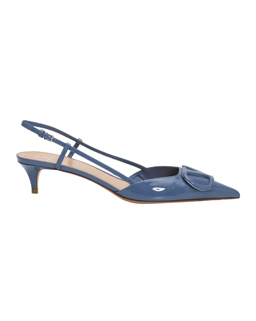 Valentino Garavani 40mm VLogo Signature Patent Leather Slingback Pumps | Image 1 Valentino Garavani 40mm VLogo Signature Patent Leather Slingback Pumps | Image 1