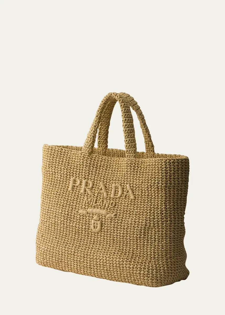Prada Crochet Raffia Tote Bag | Thumbnail 3 Prada Crochet Raffia Tote Bag | Thumbnail 3