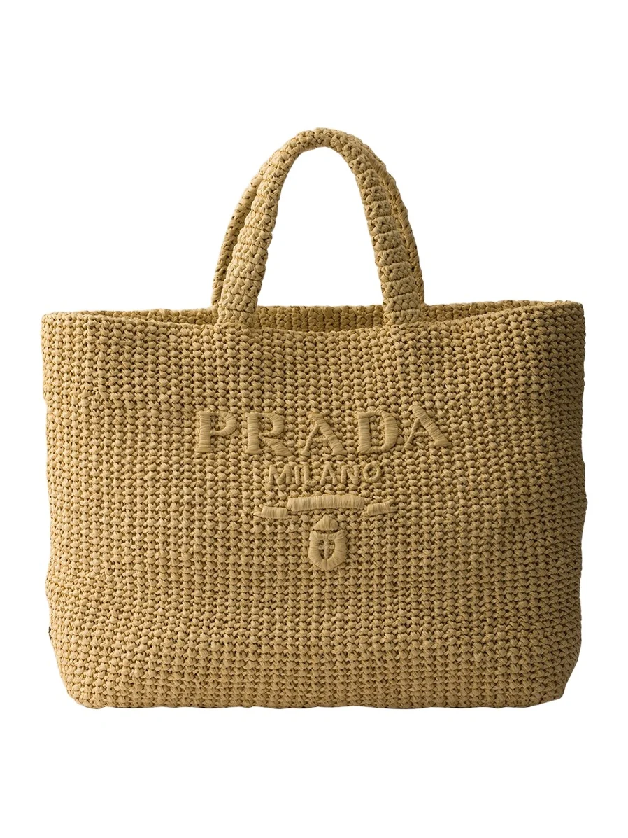 Prada Crochet Raffia Tote Bag
