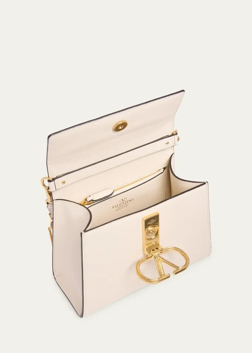 Valentino Garavani Small Crystal VLogo Leather Top-Handle Bag | Thumbnail 4