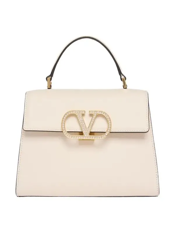 Small Crystal VLogo Leather Top-Handle Bag Small Crystal VLogo Leather Top-Handle Bag