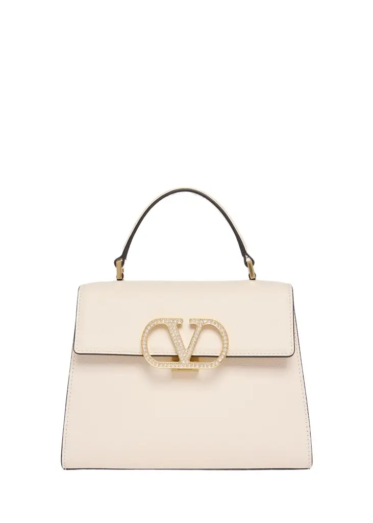 Small Crystal VLogo Leather Top-Handle Bag Small Crystal VLogo Leather Top-Handle Bag
