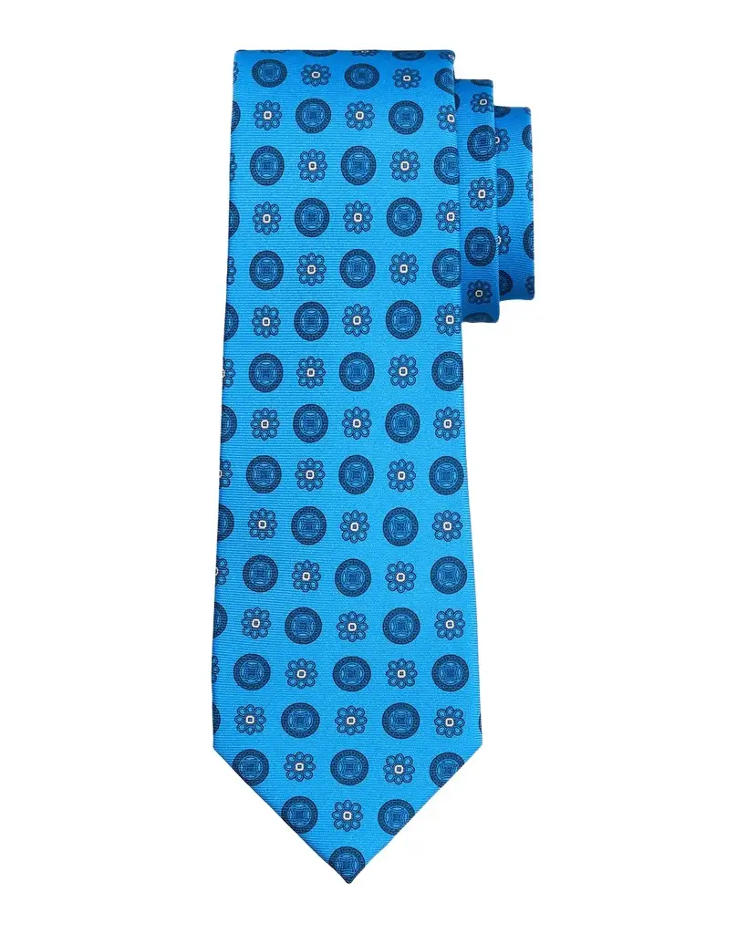 Kiton Men's Silk Floral Medallion 7-Fold Tie | Image 1 Kiton Men's Silk Floral Medallion 7-Fold Tie | Image 1