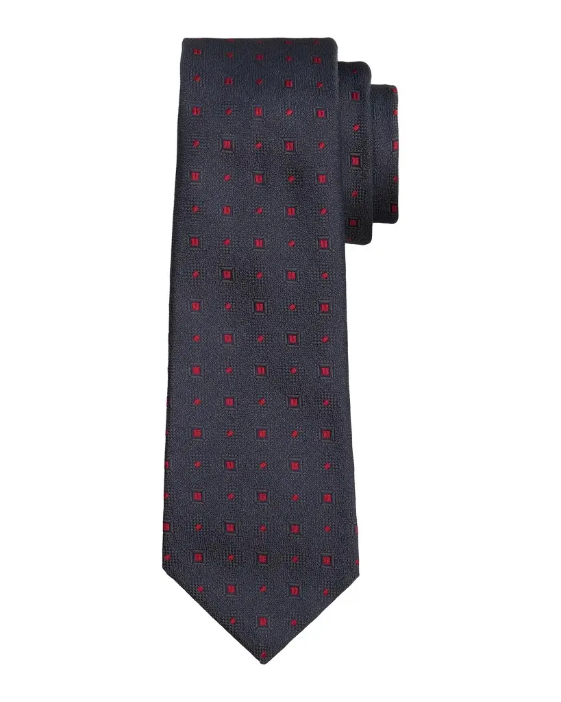 Kiton Men's Silk Micro-Geometric 7-Fold Tie | Image 1 Kiton Men's Silk Micro-Geometric 7-Fold Tie | Image 1