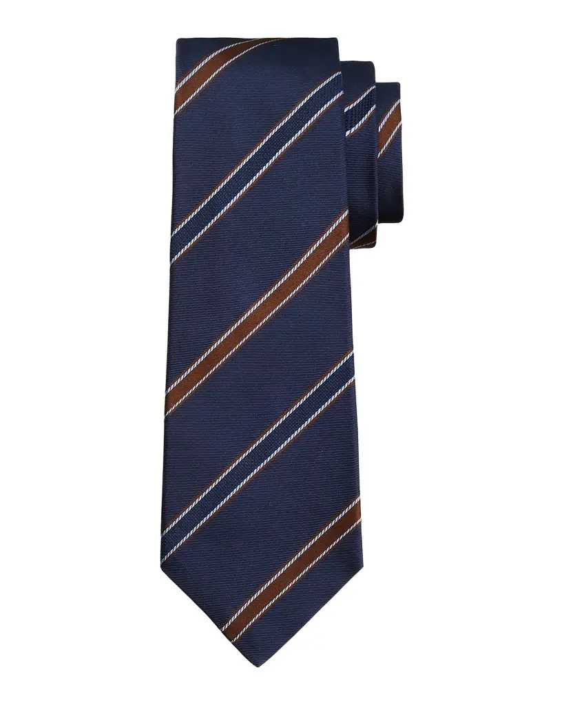 Kiton Men's Silk Woven Stripe 7-Fold Tie | Image 1 Kiton Men's Silk Woven Stripe 7-Fold Tie | Image 1