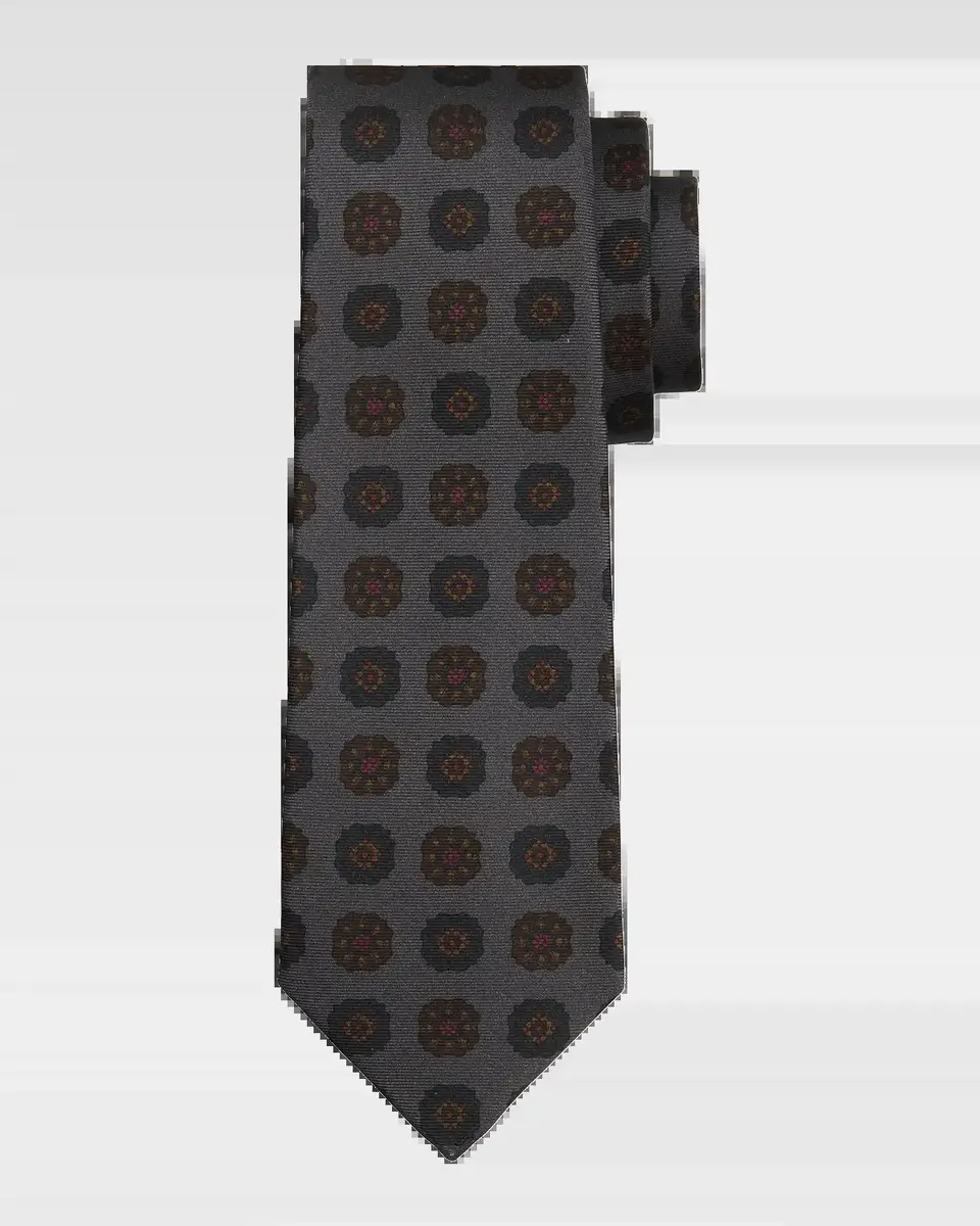 Kiton Men's Silk Floral Medallion 7-Fold Tie | Thumbnail 2
