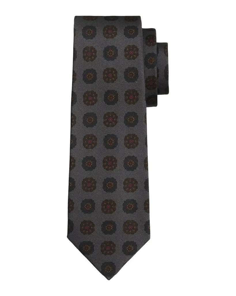 Kiton Men's Silk Floral Medallion 7-Fold Tie | Image 1 Kiton Men's Silk Floral Medallion 7-Fold Tie | Image 1