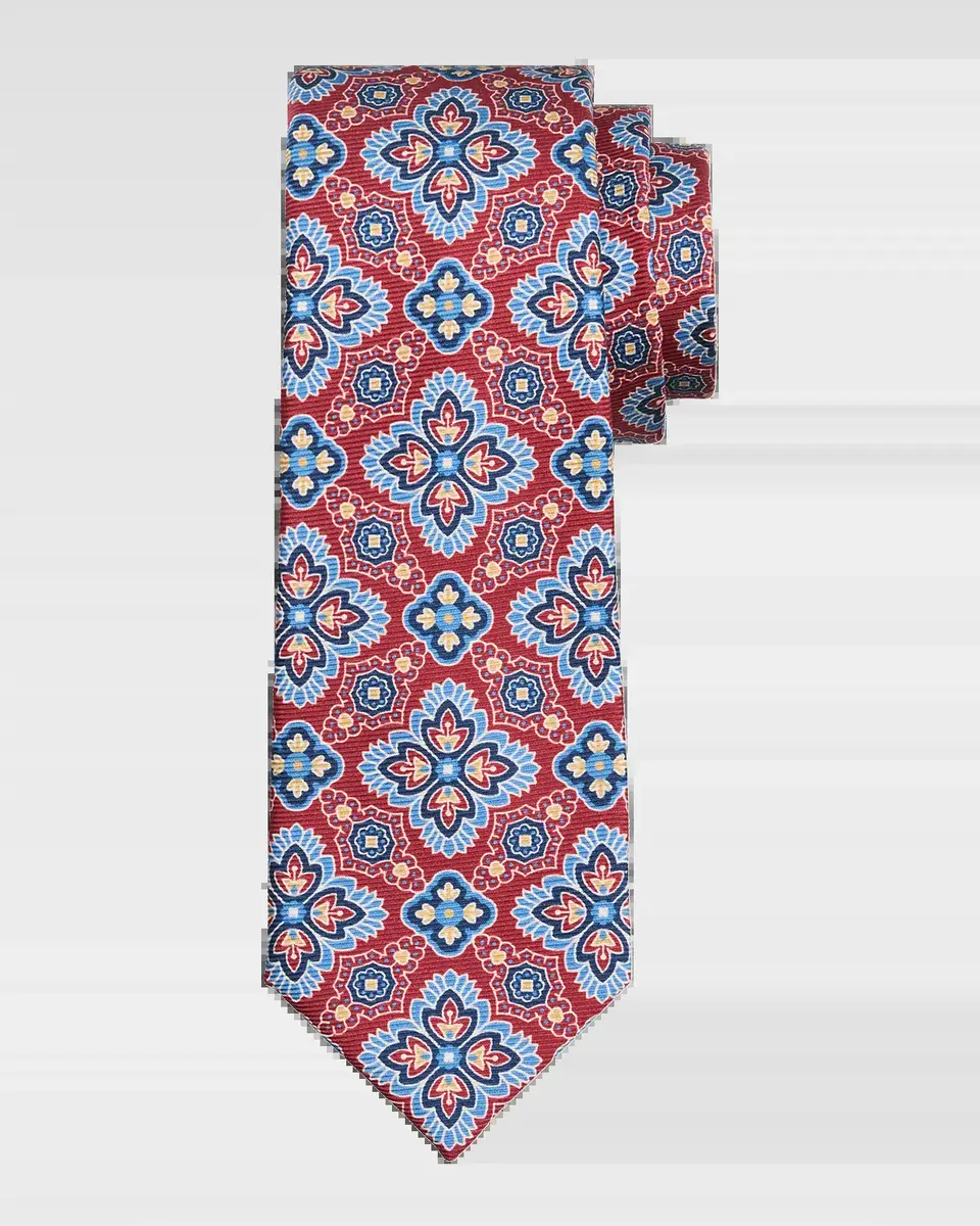 Kiton Men's Silk Floral Medallion 7-Fold Tie | Thumbnail 2 Kiton Men's Silk Floral Medallion 7-Fold Tie | Thumbnail 2