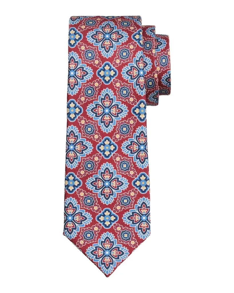 Kiton Men's Silk Floral Medallion 7-Fold Tie | Image 1 Kiton Men's Silk Floral Medallion 7-Fold Tie | Image 1