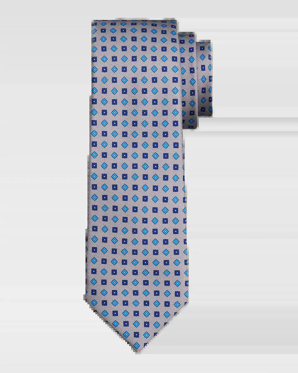 Kiton Men's Micro-Geometric Silk 7-Fold Tie | Thumbnail 2 Kiton Men's Micro-Geometric Silk 7-Fold Tie | Thumbnail 2
