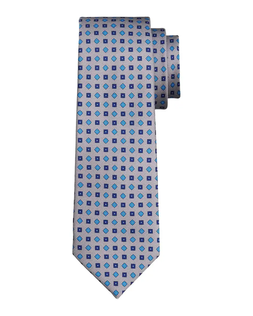 Kiton Men's Micro-Geometric Silk 7-Fold Tie | Image 1 Kiton Men's Micro-Geometric Silk 7-Fold Tie | Image 1