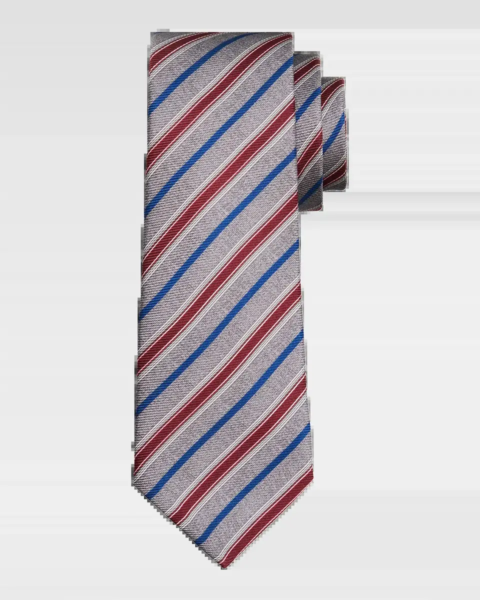 Kiton Men's Silk Multi-Stripe 7-Fold Tie | Thumbnail 2 Kiton Men's Silk Multi-Stripe 7-Fold Tie | Thumbnail 2