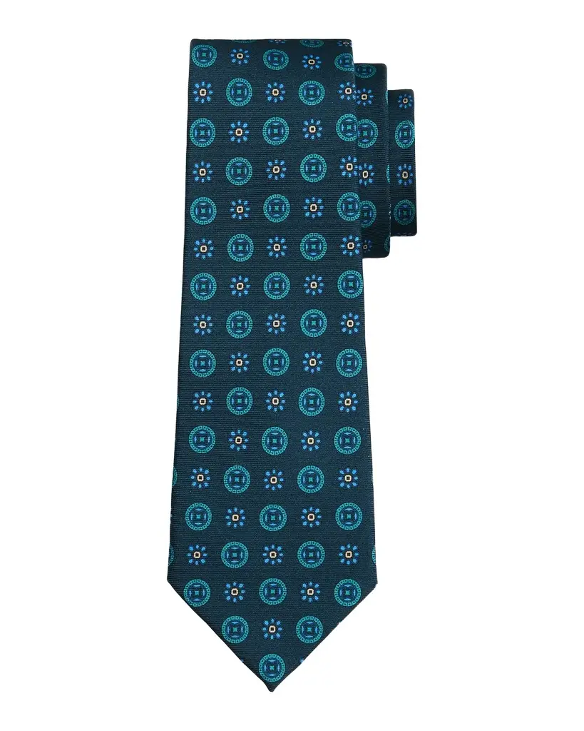 Kiton Men's Silk Floral Medallion 7-Fold Tie | Image 1 Kiton Men's Silk Floral Medallion 7-Fold Tie | Image 1