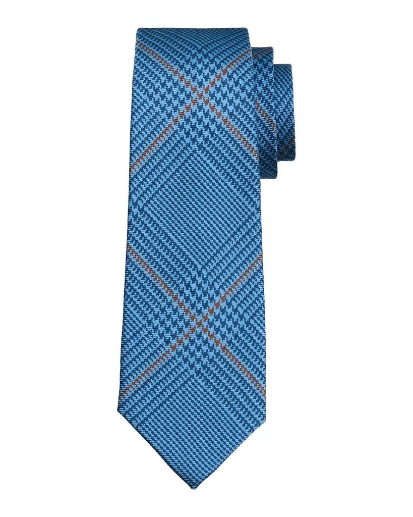 Kiton Men's Silk Glen Plaid 7-Fold Tie | Image 1 Kiton Men's Silk Glen Plaid 7-Fold Tie | Image 1