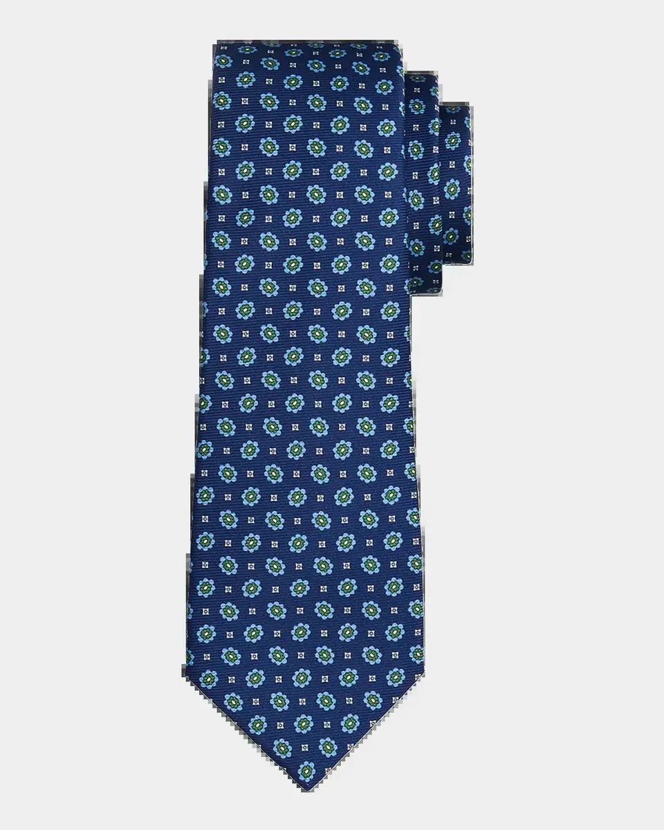 Kiton Men's Silk Micro-Floral 7-Fold Tie | Thumbnail 2