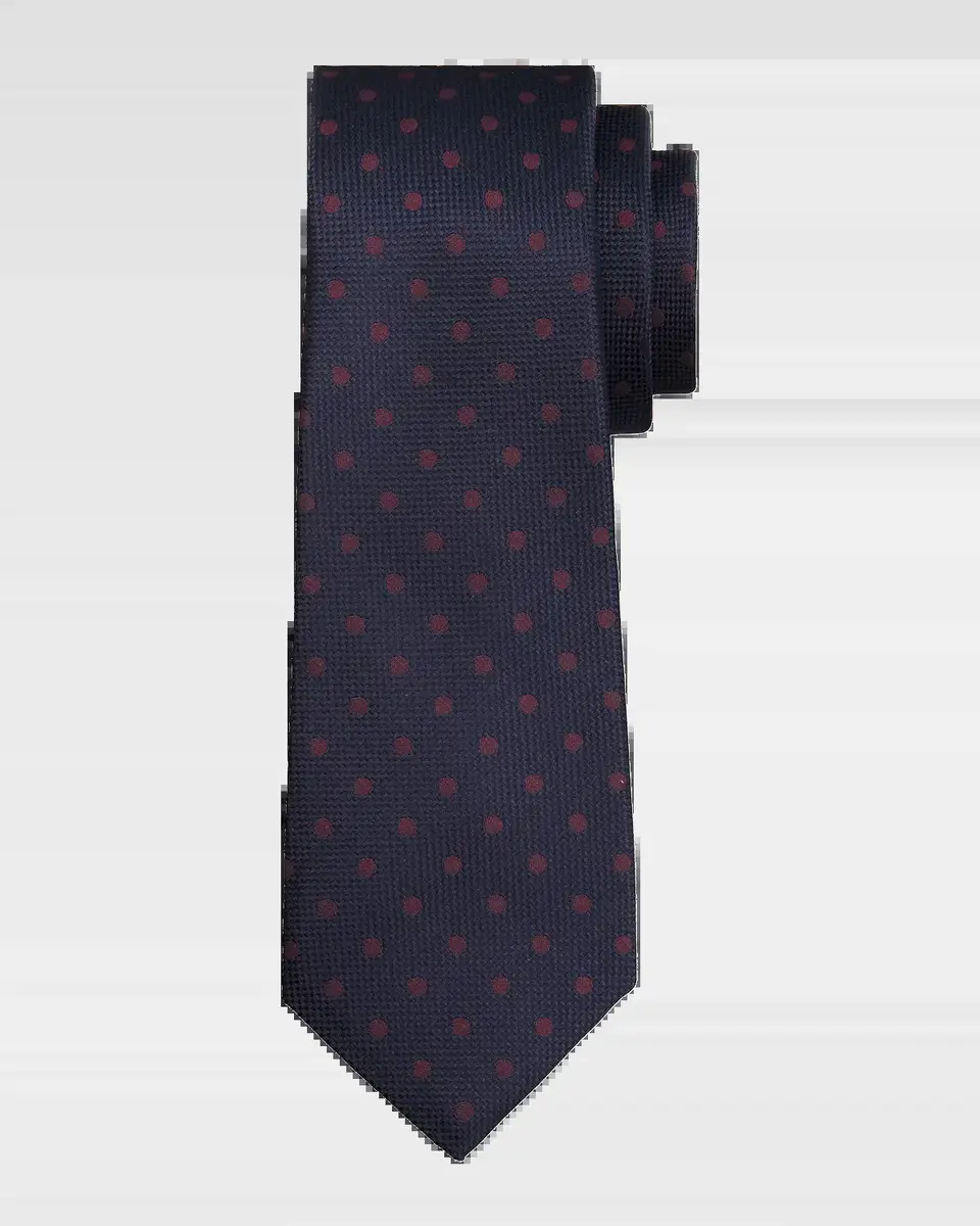 Kiton Men's Silk Polka-Dot Jacquard 7-Fold Tie | Thumbnail 2 Kiton Men's Silk Polka-Dot Jacquard 7-Fold Tie | Thumbnail 2