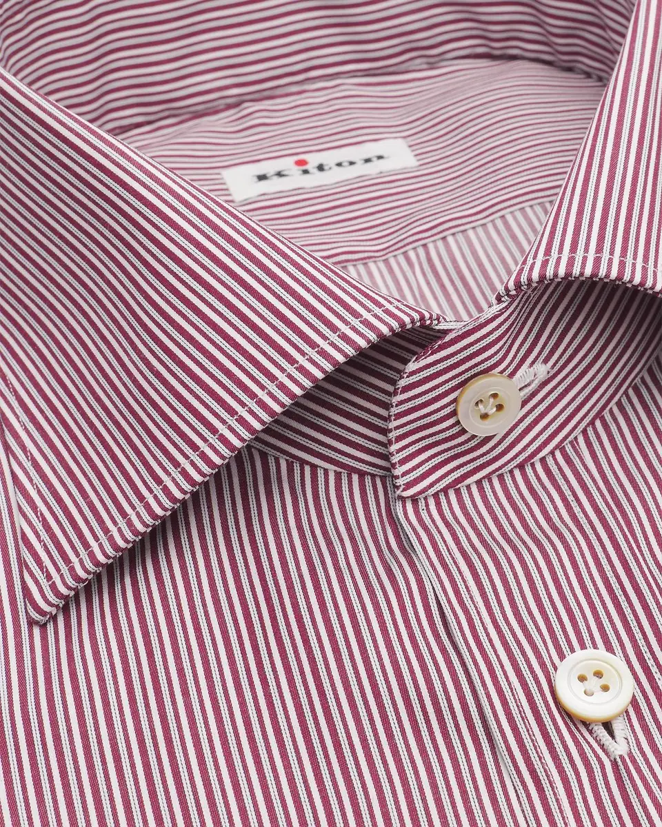 Kiton Men's Striped Cotton Shirt | Thumbnail 2 Kiton Men's Striped Cotton Shirt | Thumbnail 2