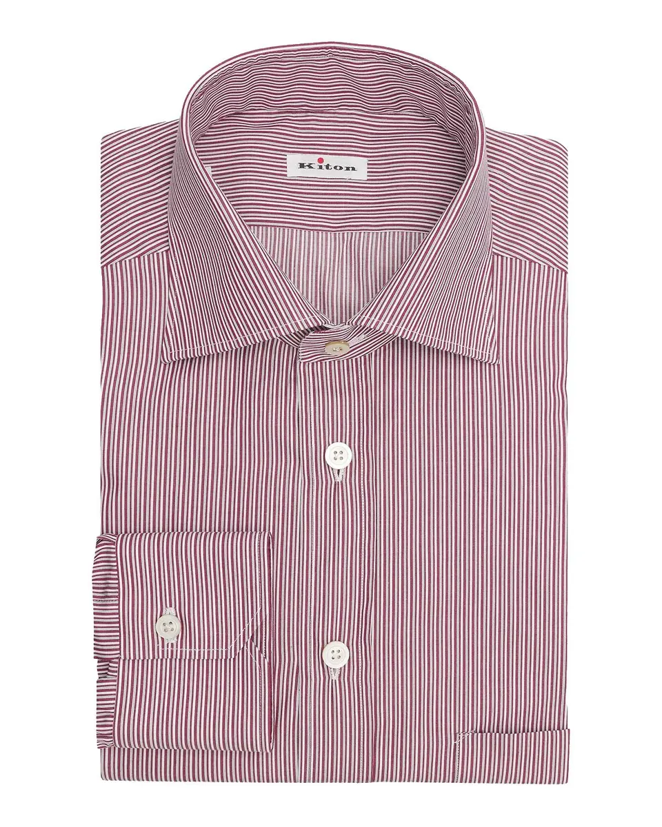 Kiton Men's Striped Cotton Shirt | Thumbnail 3 Kiton Men's Striped Cotton Shirt | Thumbnail 3