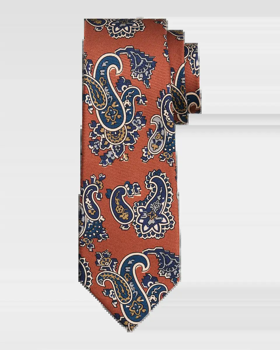 Kiton Men's Silk Maxi-Paisley 7-Fold Tie | Thumbnail 2 Kiton Men's Silk Maxi-Paisley 7-Fold Tie | Thumbnail 2