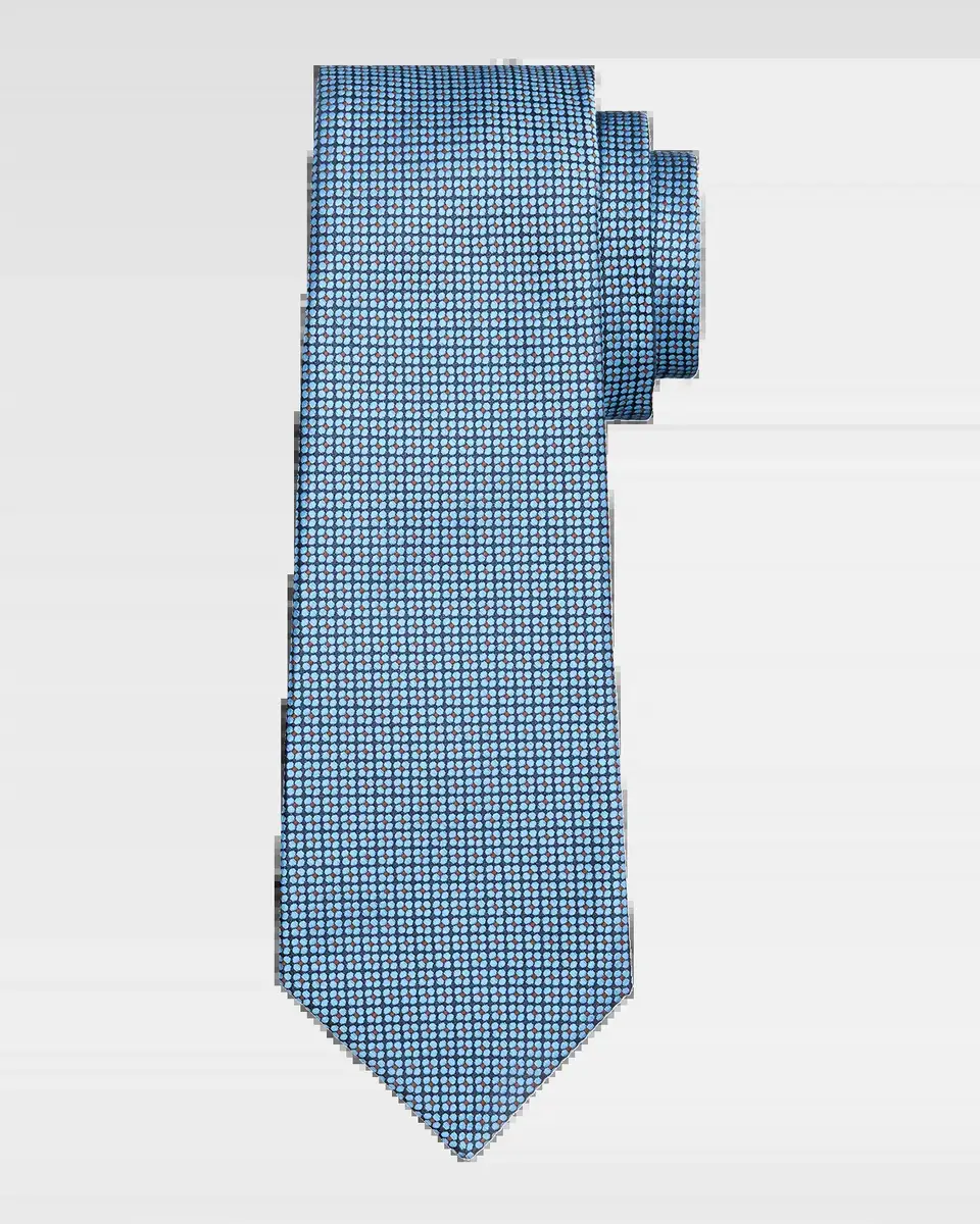 Kiton Men's Silk Micro-Geometric 7-Fold Tie | Thumbnail 2 Kiton Men's Silk Micro-Geometric 7-Fold Tie | Thumbnail 2
