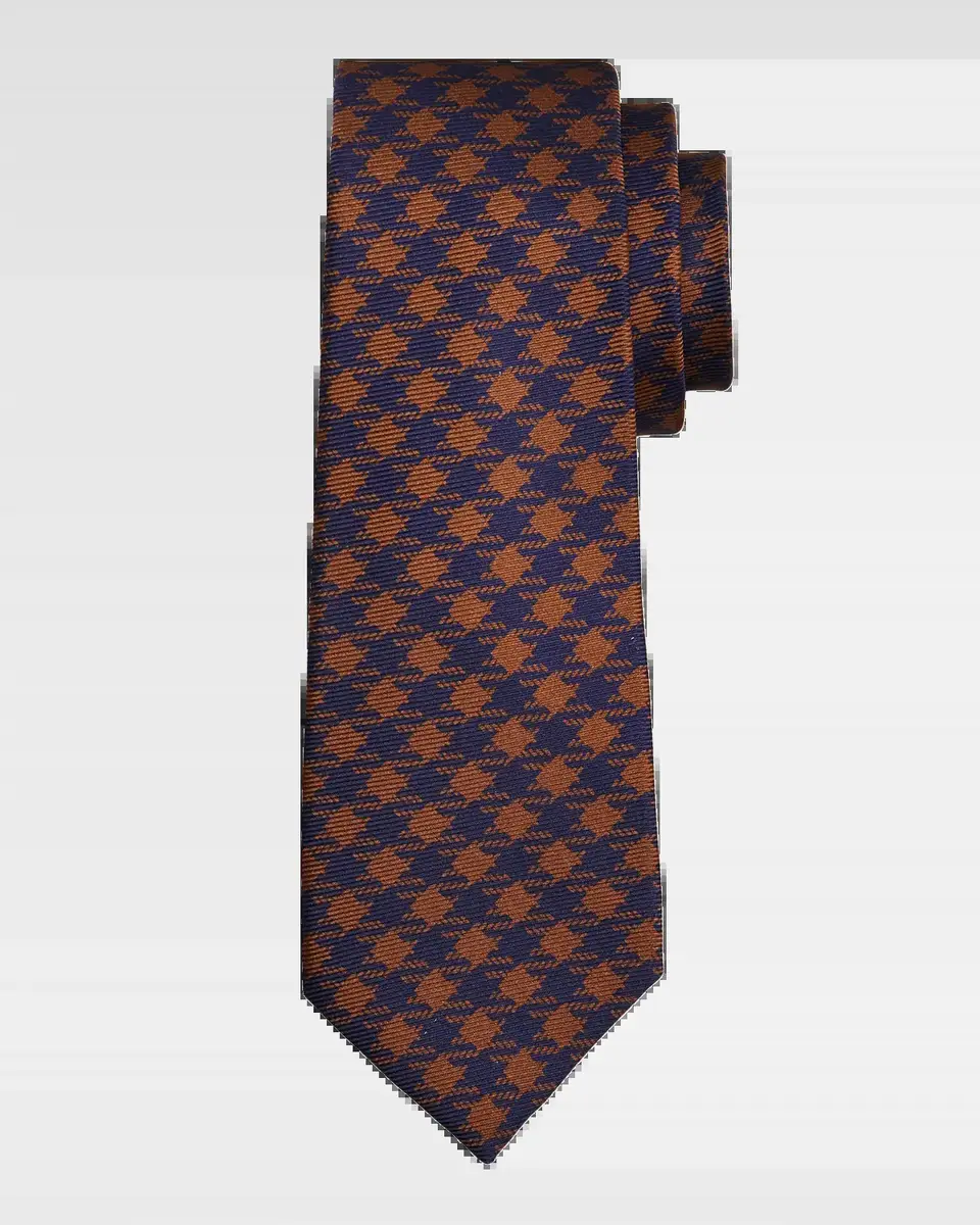 Kiton Men's Silk Maxi-Houndstooth 7-Fold Tie | Thumbnail 2 Kiton Men's Silk Maxi-Houndstooth 7-Fold Tie | Thumbnail 2