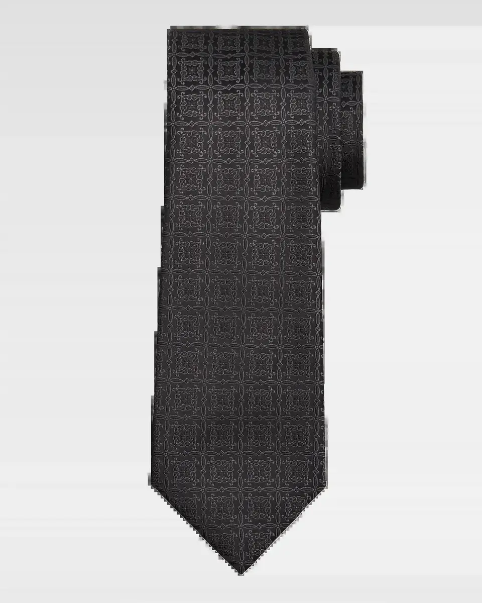 Kiton Men's Silk Tonal Jacquard 7-Fold Tie | Thumbnail 2 Kiton Men's Silk Tonal Jacquard 7-Fold Tie | Thumbnail 2
