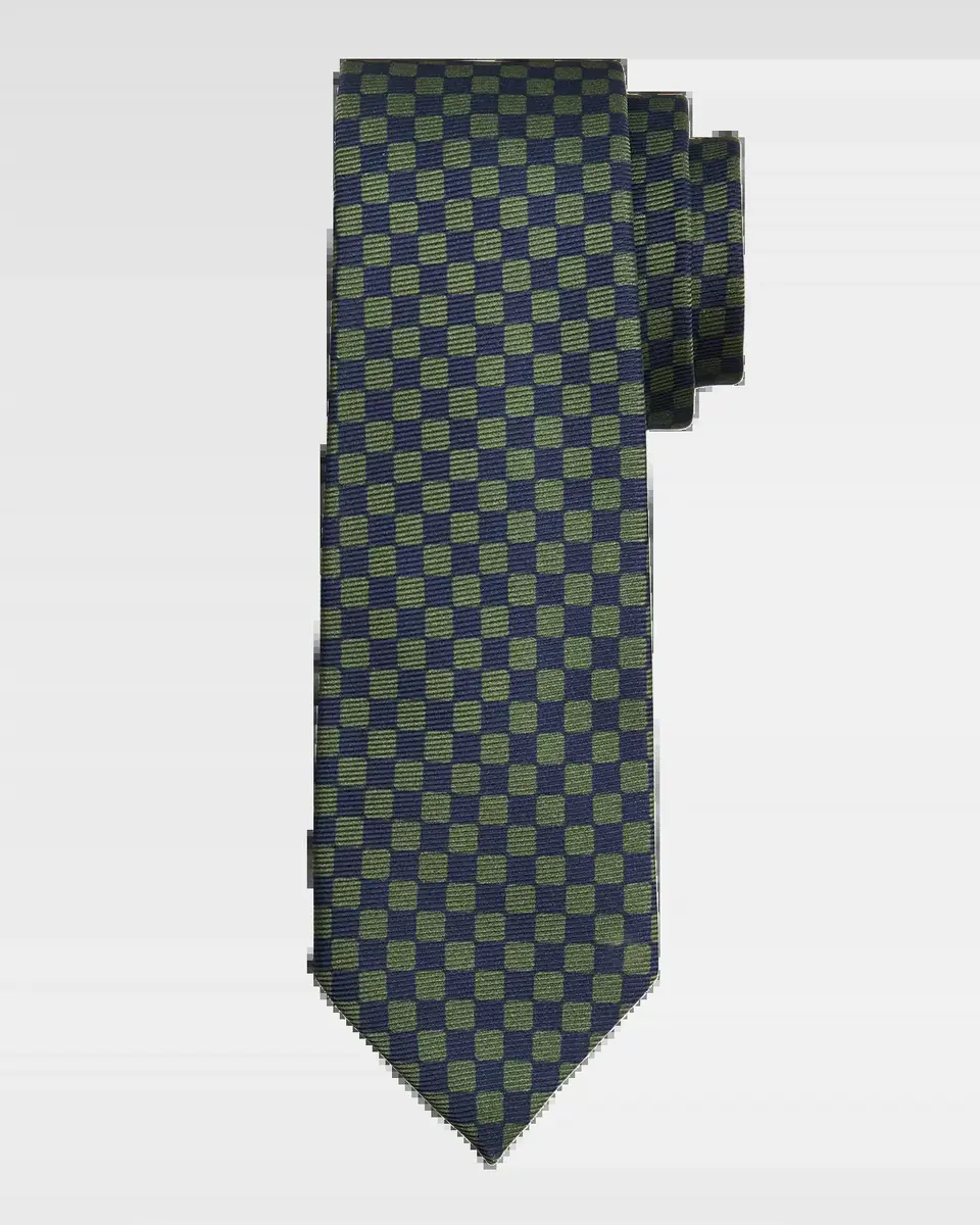 Kiton Men's Silk Check 7-Fold Tie | Thumbnail 2
