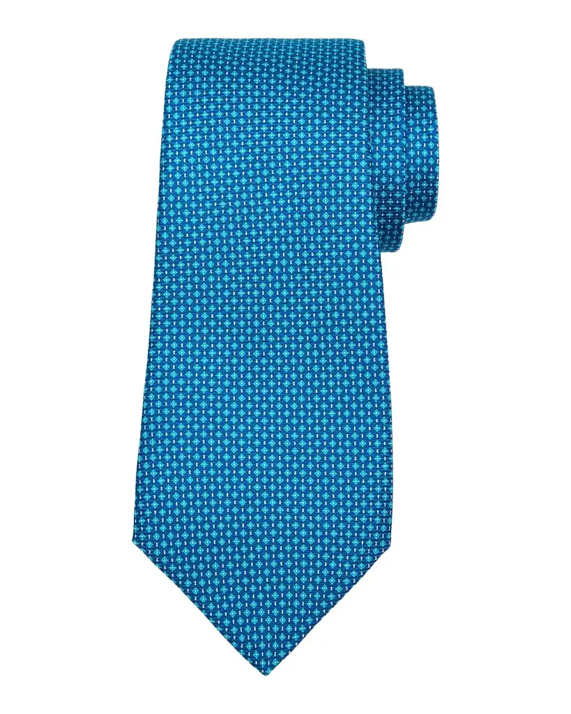 Kiton Men's Silk Micro-Geometric 7-Fold Tie | Image 1 Kiton Men's Silk Micro-Geometric 7-Fold Tie | Image 1