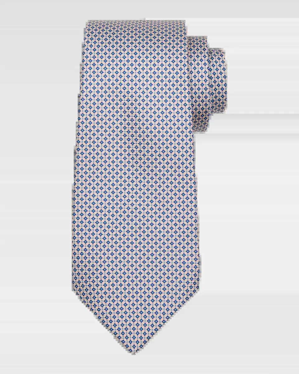 Kiton Men's Silk Micro-Geometric 7-Fold Tie | Thumbnail 2