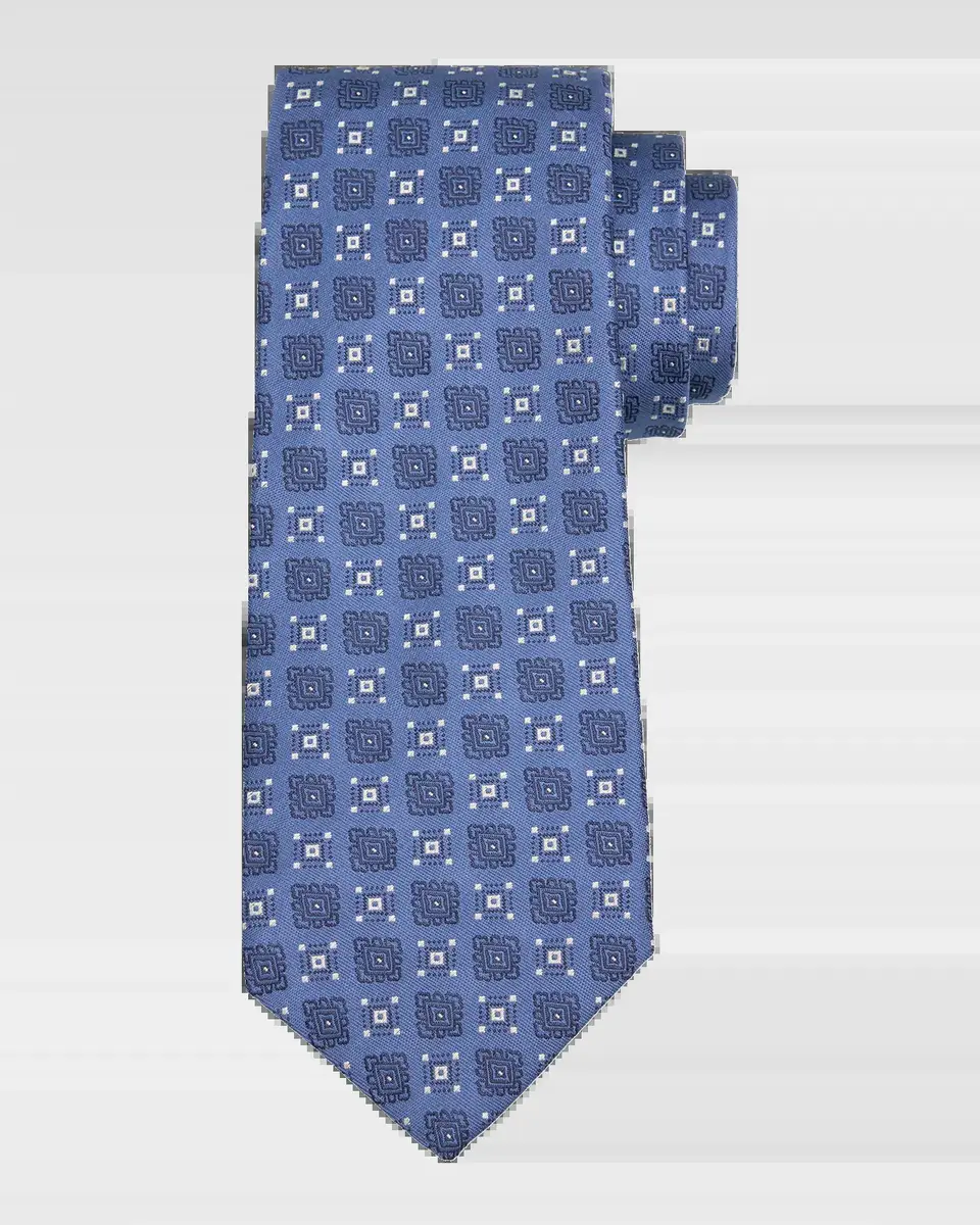 Kiton Men's Silk Woven Geometric 7-Fold Tie | Thumbnail 2 Kiton Men's Silk Woven Geometric 7-Fold Tie | Thumbnail 2