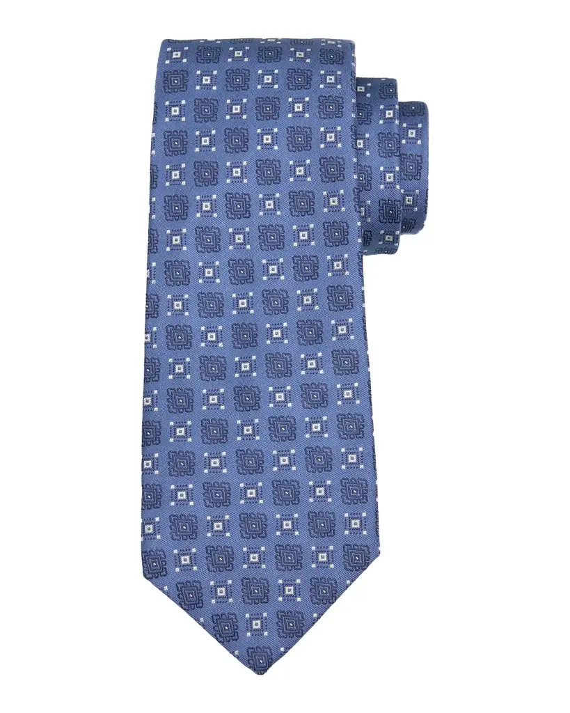 Kiton Men's Silk Woven Geometric 7-Fold Tie | Image 1 Kiton Men's Silk Woven Geometric 7-Fold Tie | Image 1