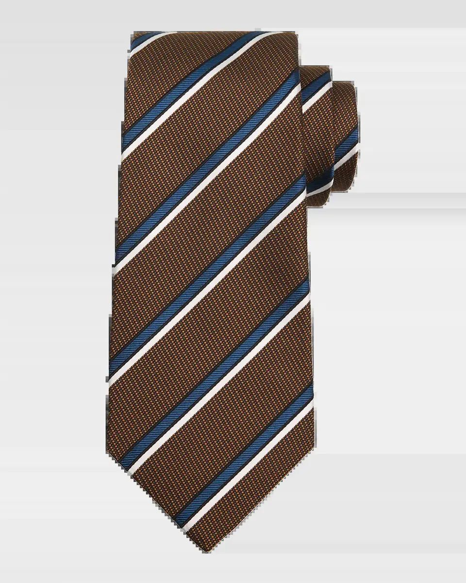 Kiton Men's Silk Pinstripe Jacquard 7-Fold Tie | Thumbnail 2 Kiton Men's Silk Pinstripe Jacquard 7-Fold Tie | Thumbnail 2