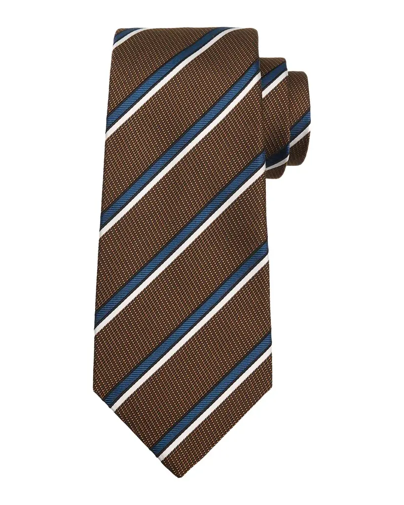 Kiton Men's Silk Pinstripe Jacquard 7-Fold Tie | Image 1 Kiton Men's Silk Pinstripe Jacquard 7-Fold Tie | Image 1