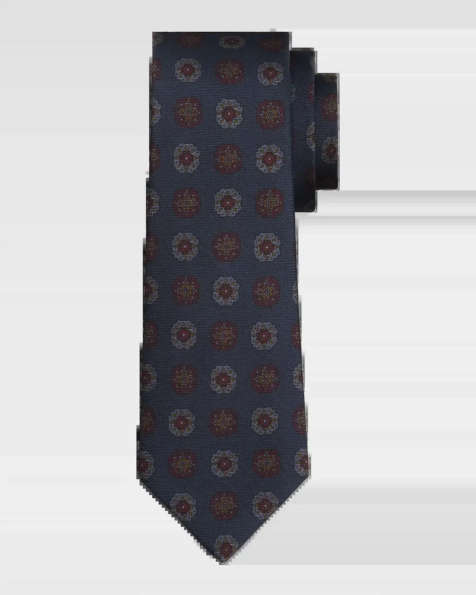 Kiton Men's Silk Medallion 7-Fold Tie | Thumbnail 2 Kiton Men's Silk Medallion 7-Fold Tie | Thumbnail 2