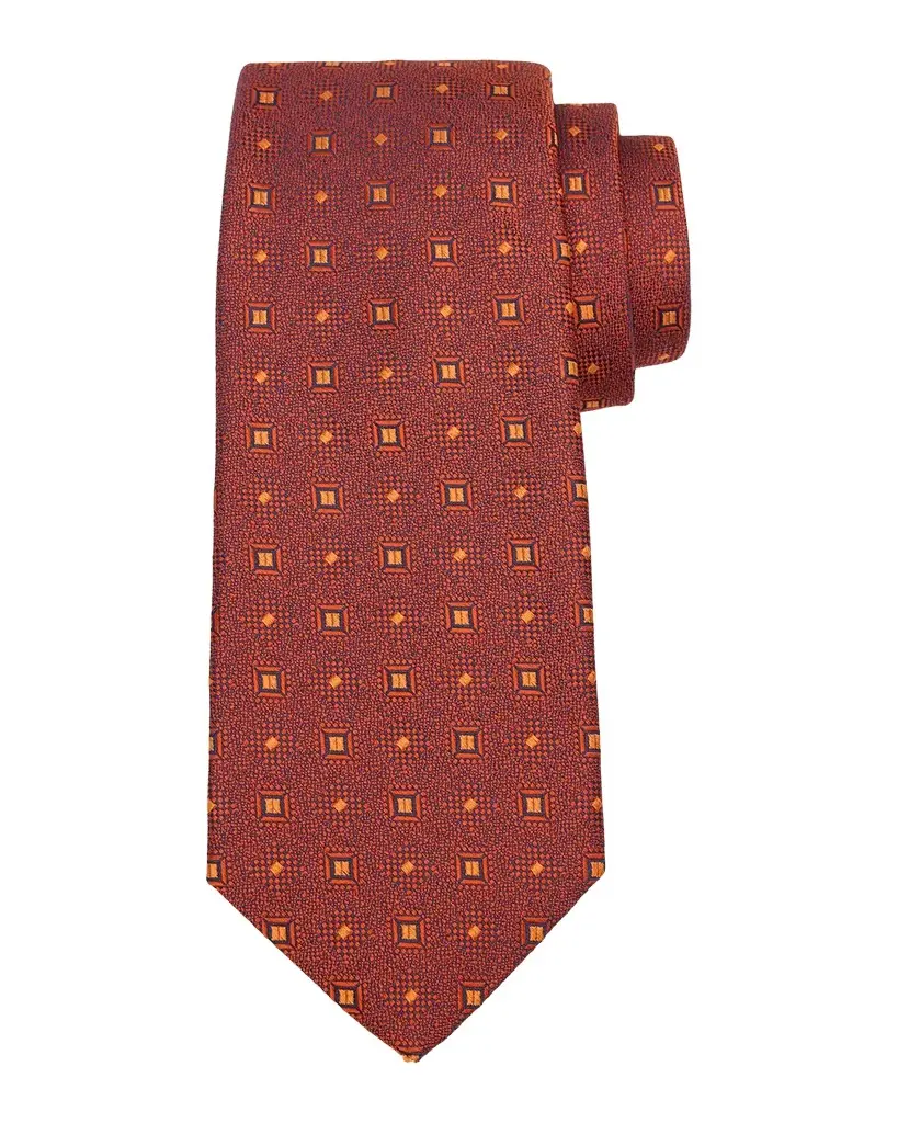 Kiton Men's Silk Micro-Geometric 7-Fold Tie | Image 1 Kiton Men's Silk Micro-Geometric 7-Fold Tie | Image 1