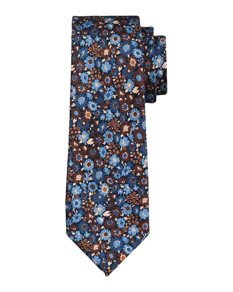 Kiton Men's Silk Floral 7-Fold Tie | Image 1 Kiton Men's Silk Floral 7-Fold Tie | Image 1