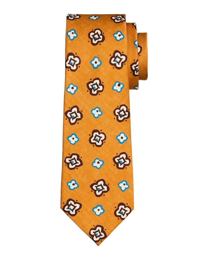 Kiton Men's Silk Abstract Floral 7-Fold Tie | Image 1 Kiton Men's Silk Abstract Floral 7-Fold Tie | Image 1