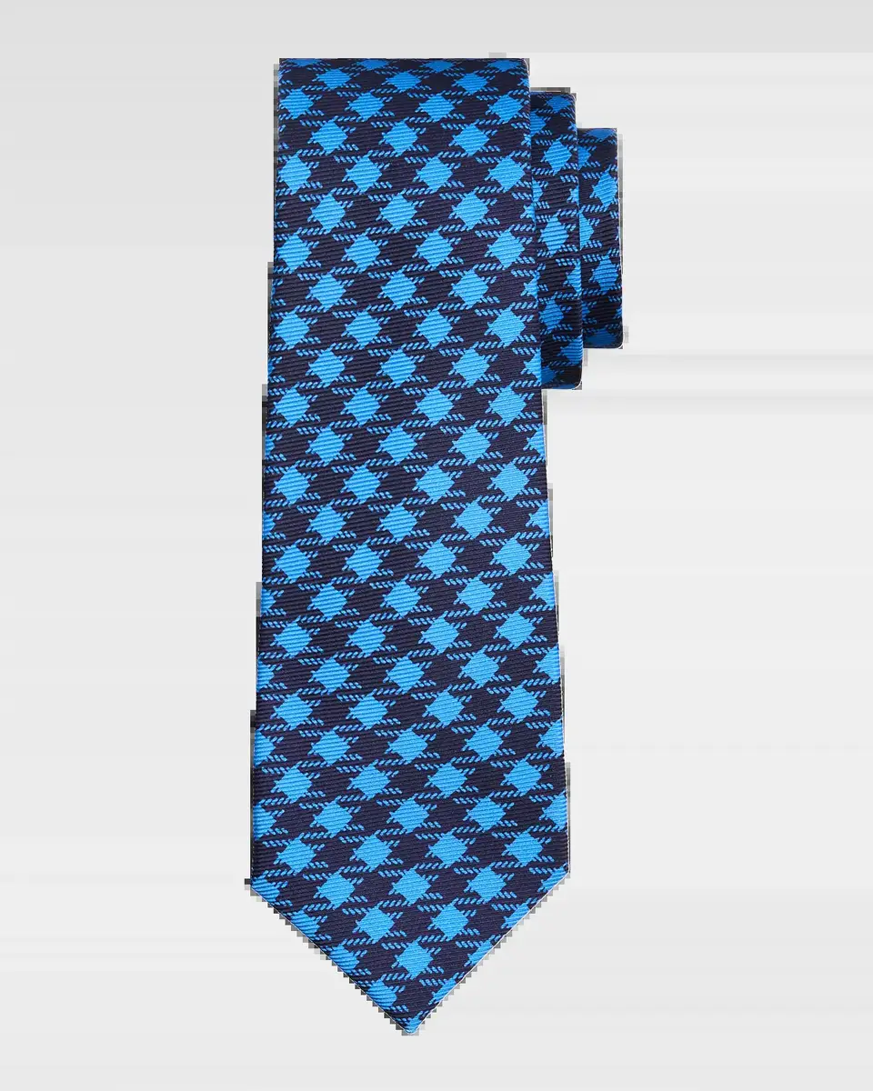 Kiton Men's Silk Gingham 7-Fold Tie | Thumbnail 2