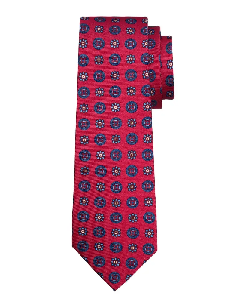 Kiton Men's Silk Geometric Floral 7-Fold Tie | Image 1 Kiton Men's Silk Geometric Floral 7-Fold Tie | Image 1