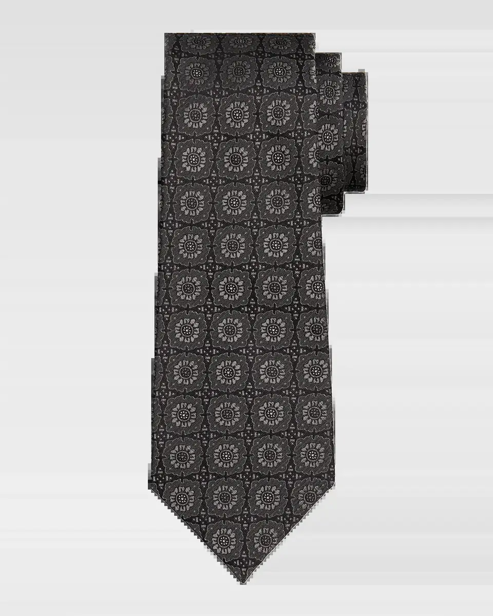 Kiton Men's Silk Floral Jacquard 7-Fold Tie | Thumbnail 2 Kiton Men's Silk Floral Jacquard 7-Fold Tie | Thumbnail 2