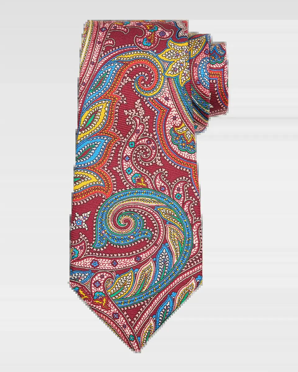 Kiton Men's Silk Multicolor Paisley 7-Fold Tie | Thumbnail 2 Kiton Men's Silk Multicolor Paisley 7-Fold Tie | Thumbnail 2