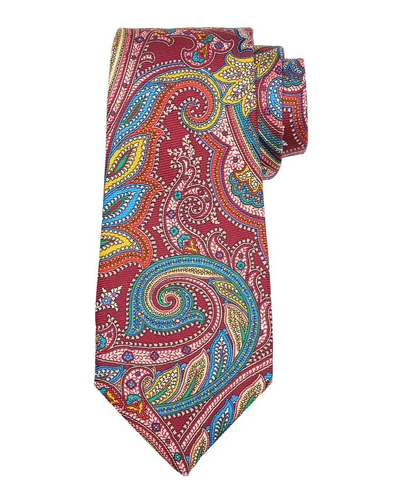 Kiton Men's Silk Multicolor Paisley 7-Fold Tie | Image 1 Kiton Men's Silk Multicolor Paisley 7-Fold Tie | Image 1