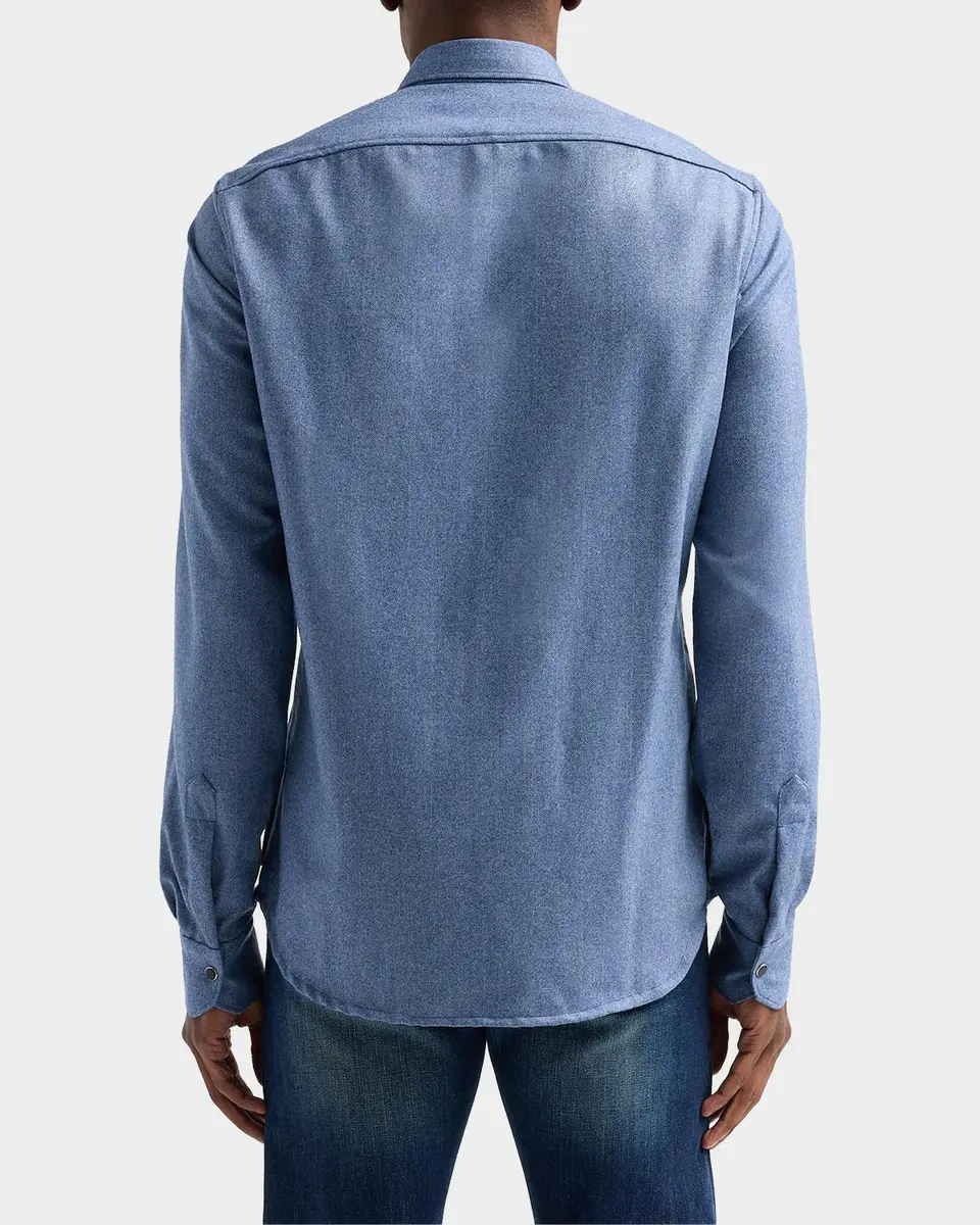 Kiton Men's Buba Virgin Wool & Cashmere Snap-Front Shirt | Thumbnail 3 Kiton Men's Buba Virgin Wool & Cashmere Snap-Front Shirt | Thumbnail 3