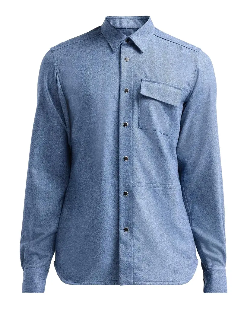 Kiton Men's Buba Virgin Wool & Cashmere Snap-Front Shirt | Image 1 Kiton Men's Buba Virgin Wool & Cashmere Snap-Front Shirt | Image 1