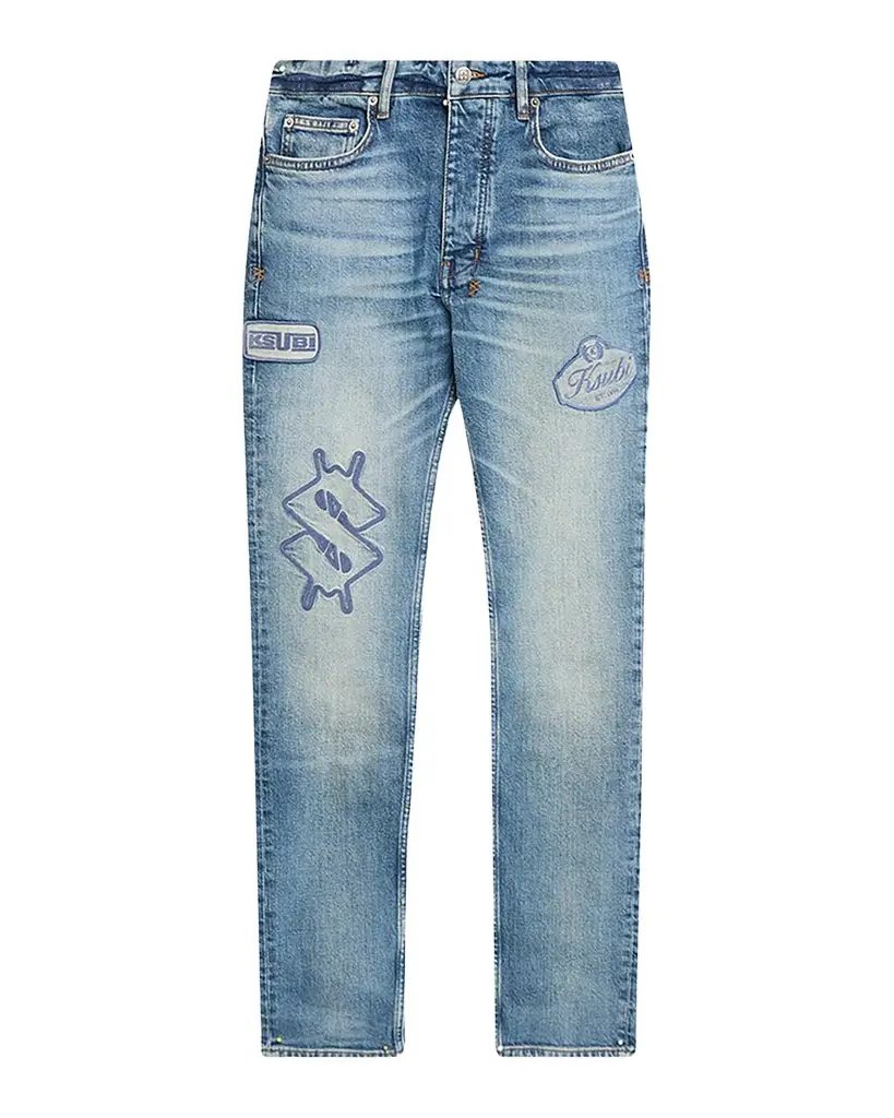 Ksubi Men's Chitch Hendrix Logo Patch Slim Fit Jeans | Image 1 Ksubi Men's Chitch Hendrix Logo Patch Slim Fit Jeans | Image 1